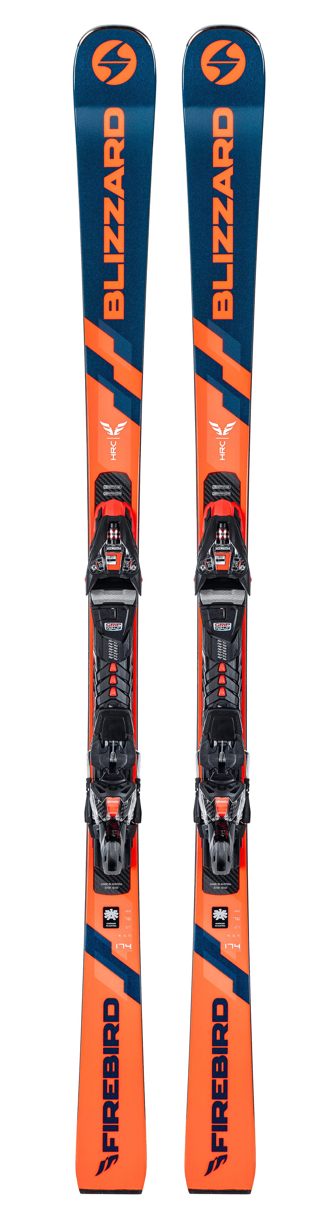 Blizzard FIREBIRD HRC 174cm + Marker XCELL 14 - Herren Rennski Blau Orange