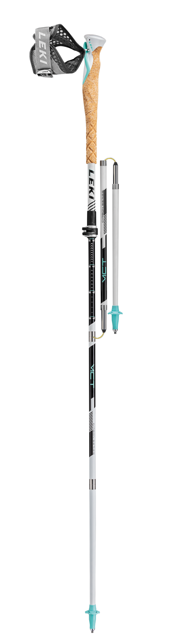 LEKI Stöcke MCT 12 Vario Carbon Women Cross Trail 100-120 cm weiß-schwarz-mint Trekking Wanderstöcke