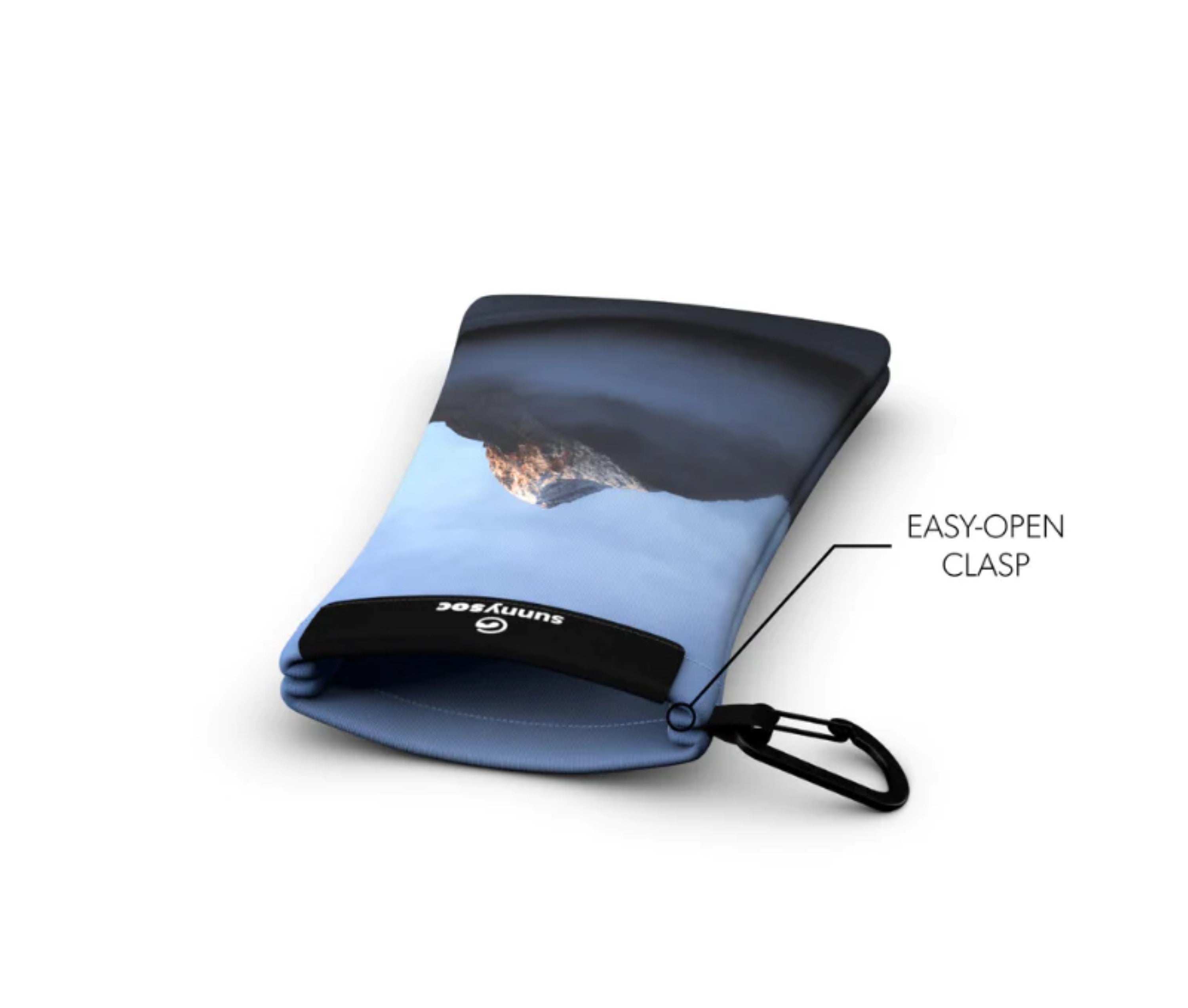 Sunnysoc MISTY MOUNTAIN Etui Brille Sonnenbrille Handy Tasche Schutzhülle Beutel Sack mit Karabinerhaken