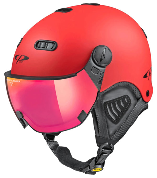 CP CARACHILLO Ski-Snowboardhelm mit Visier red s.t black mit dl vario pol red mirror Visier Unisex