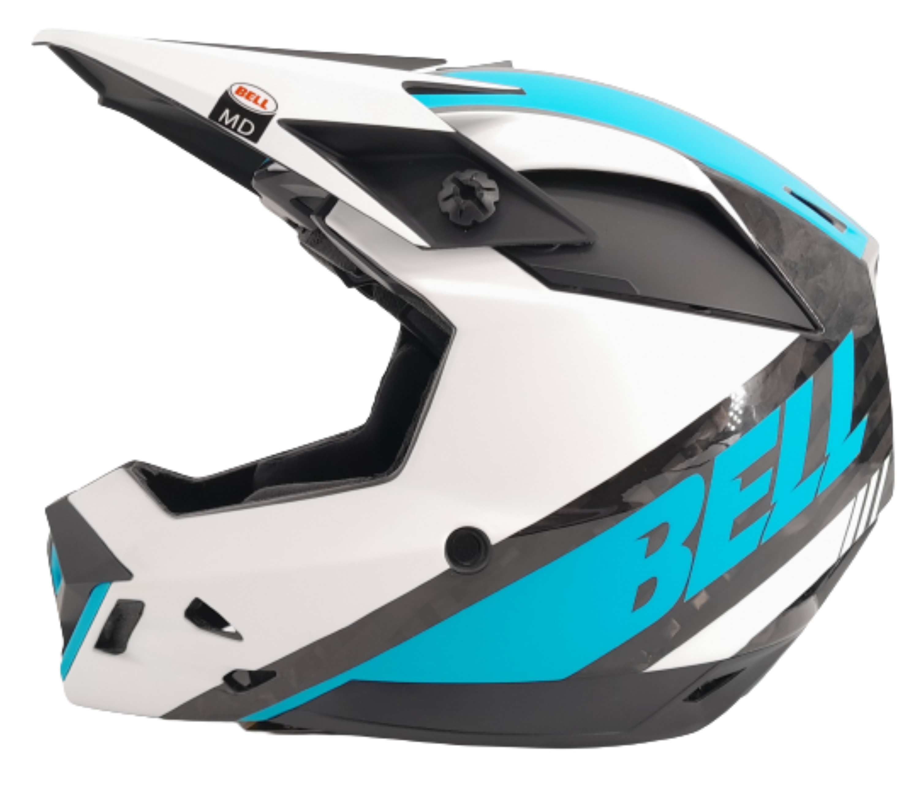 Bell BS FULL-10 SPHERICAL MIPS Full Face Fahrradhelm matte white blue shiny carbon Gr. M (55-57 cm) Unisex