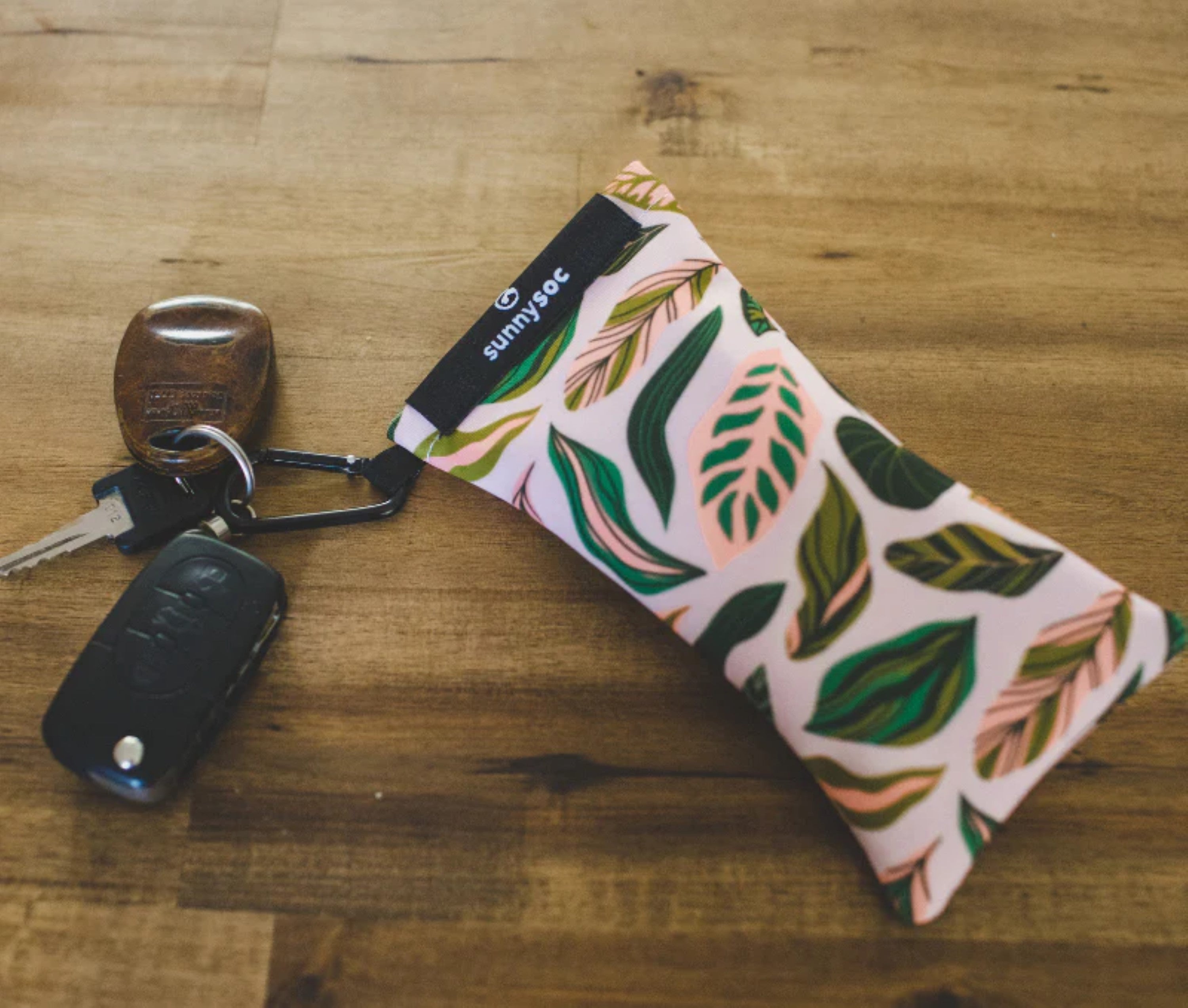 Sunnysoc LEAVES Etui Brille Sonnenbrille Handy Tasche Schutzhülle Beutel Sack mit Karabinerhaken