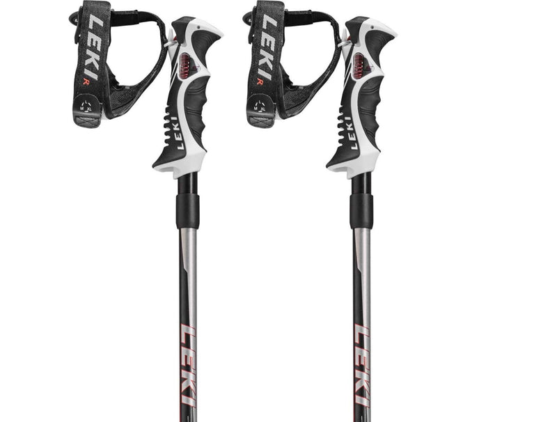 Leki HOT SHOT S Alpinstöcke schwarz-rot-silber-anthrazit (110 bis 135 cm)