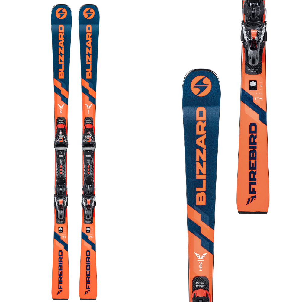 Blizzard FIREBIRD HRC 174cm + Marker XCELL 14 - Herren Rennski Blau Orange