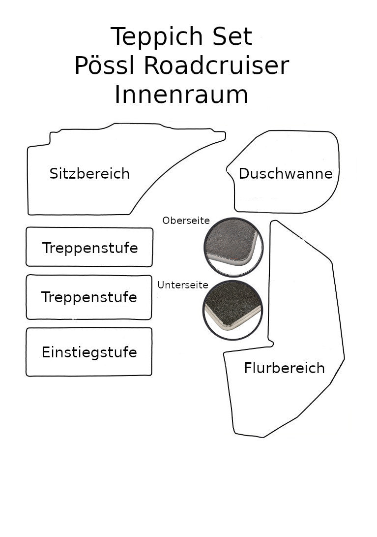 TEPPICH SET passend für Pössl Roadcruiser 636 mit Raumbad optional mit Heckgarage