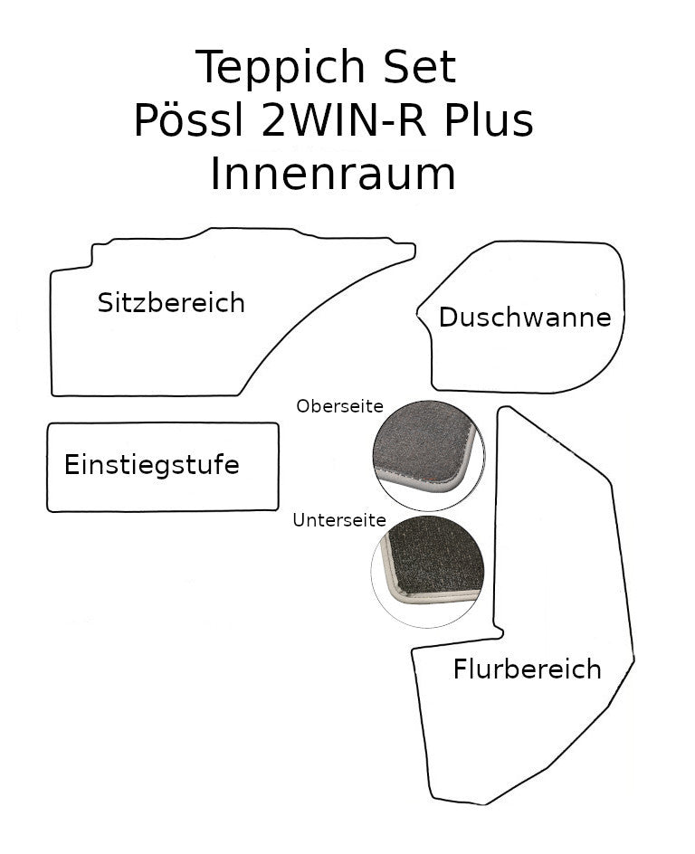 TEPPICH SET passend für Pössl 2WinPlus-R 599 mit Raumbad optional mit Heckgarage