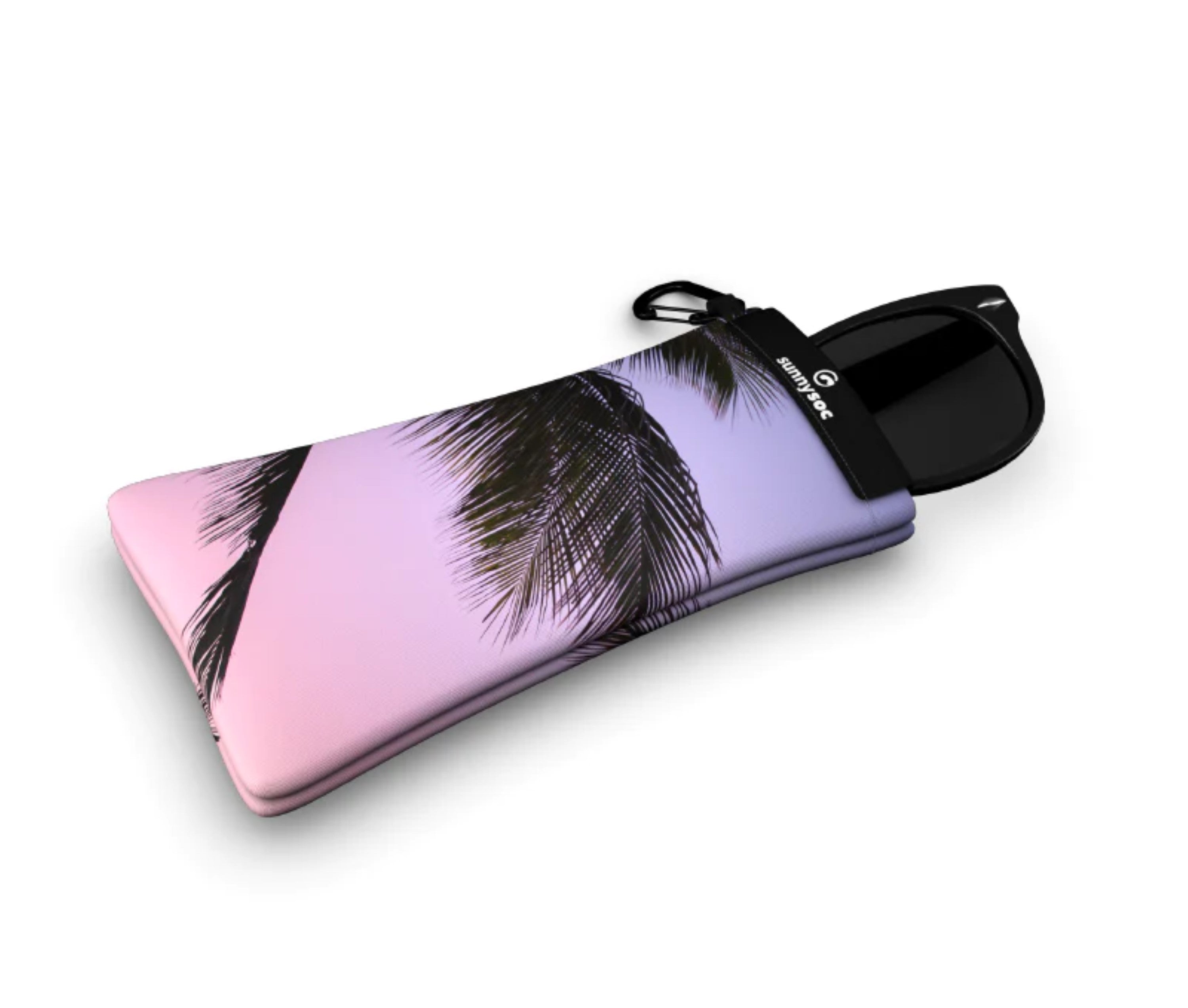 Sunnysoc SUNSET PALM Etui Brille Sonnenbrille Handy Tasche Schutzhülle Beutel Sack mit Karabinerhaken