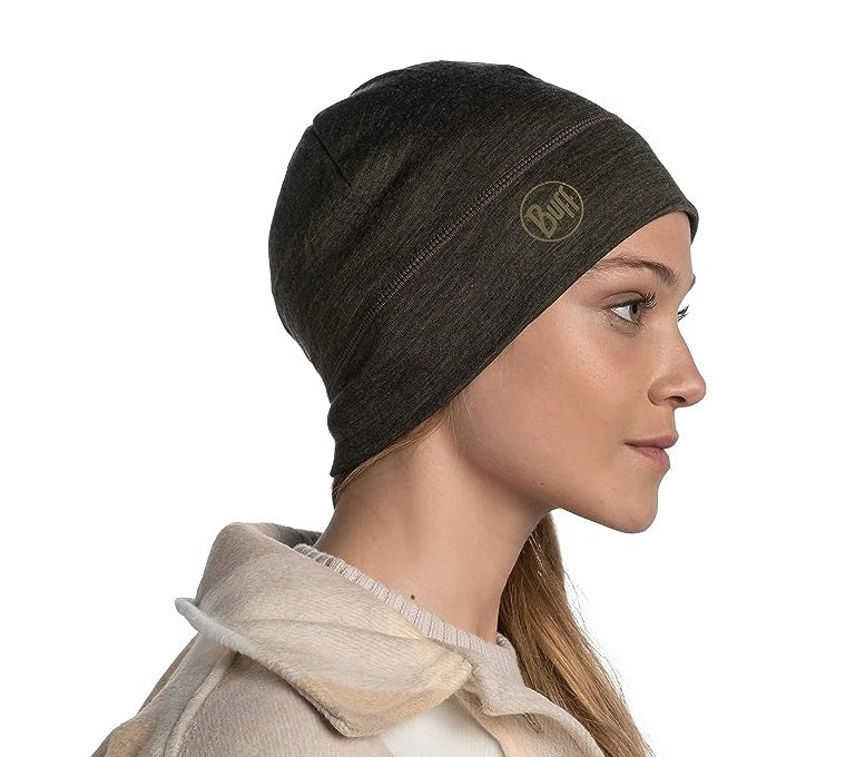 Buff MERINO LIGHTWEIGHT BEANIE für Erwachsene solid bark olive Gr. One Size