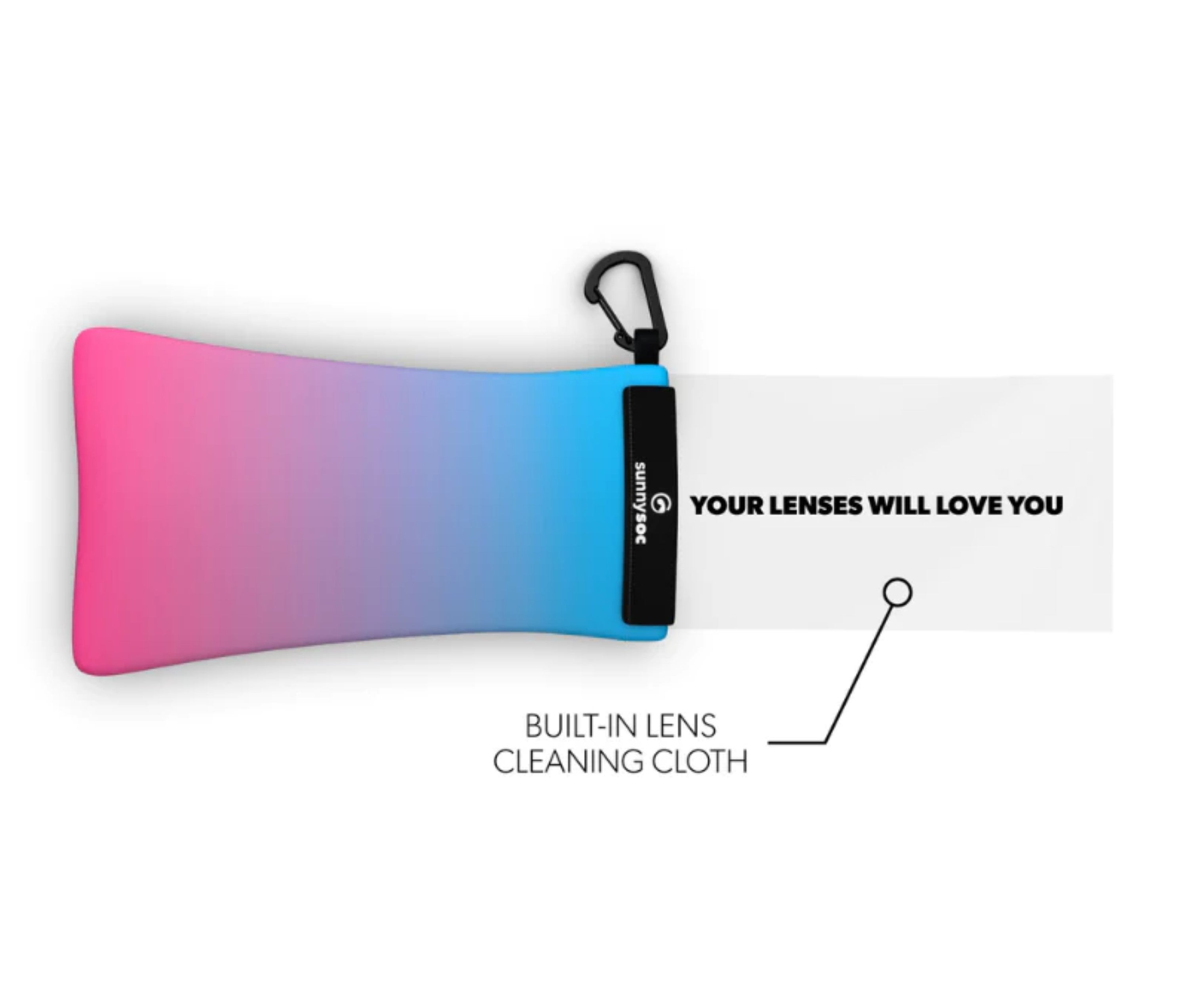 Sunnysoc SUNRISE Etui Brille Sonnenbrille Handy Tasche Schutzhülle Beutel Sack mit Karabinerhaken