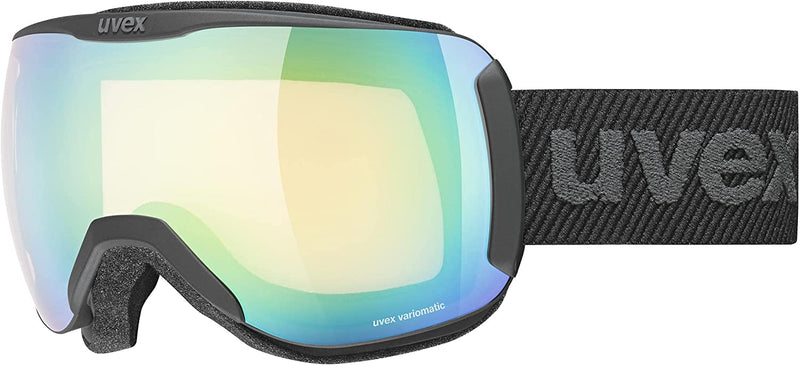 uvex Downhill 2100 V Goggles Skibrille Snowboardbrille Brille Scheibe: vario green mirror S1-3 - Deck: clear - double lens spheric - black matt j22