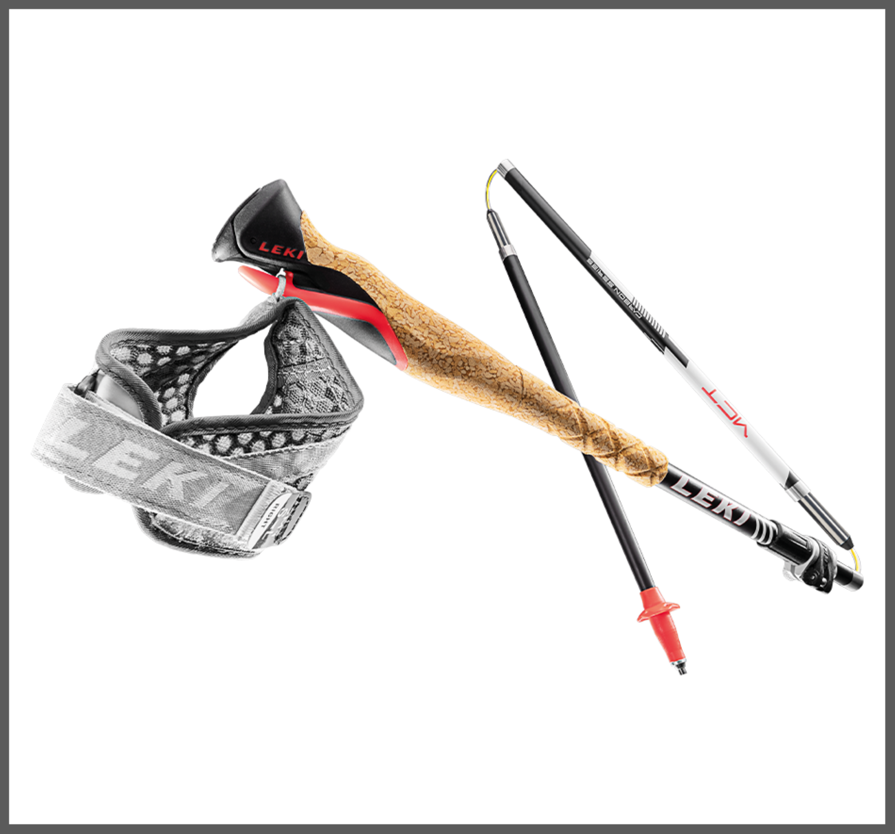 Leki MCT 12 VARIO CARBON Wanderstöcke  schwarz-weiß-rot