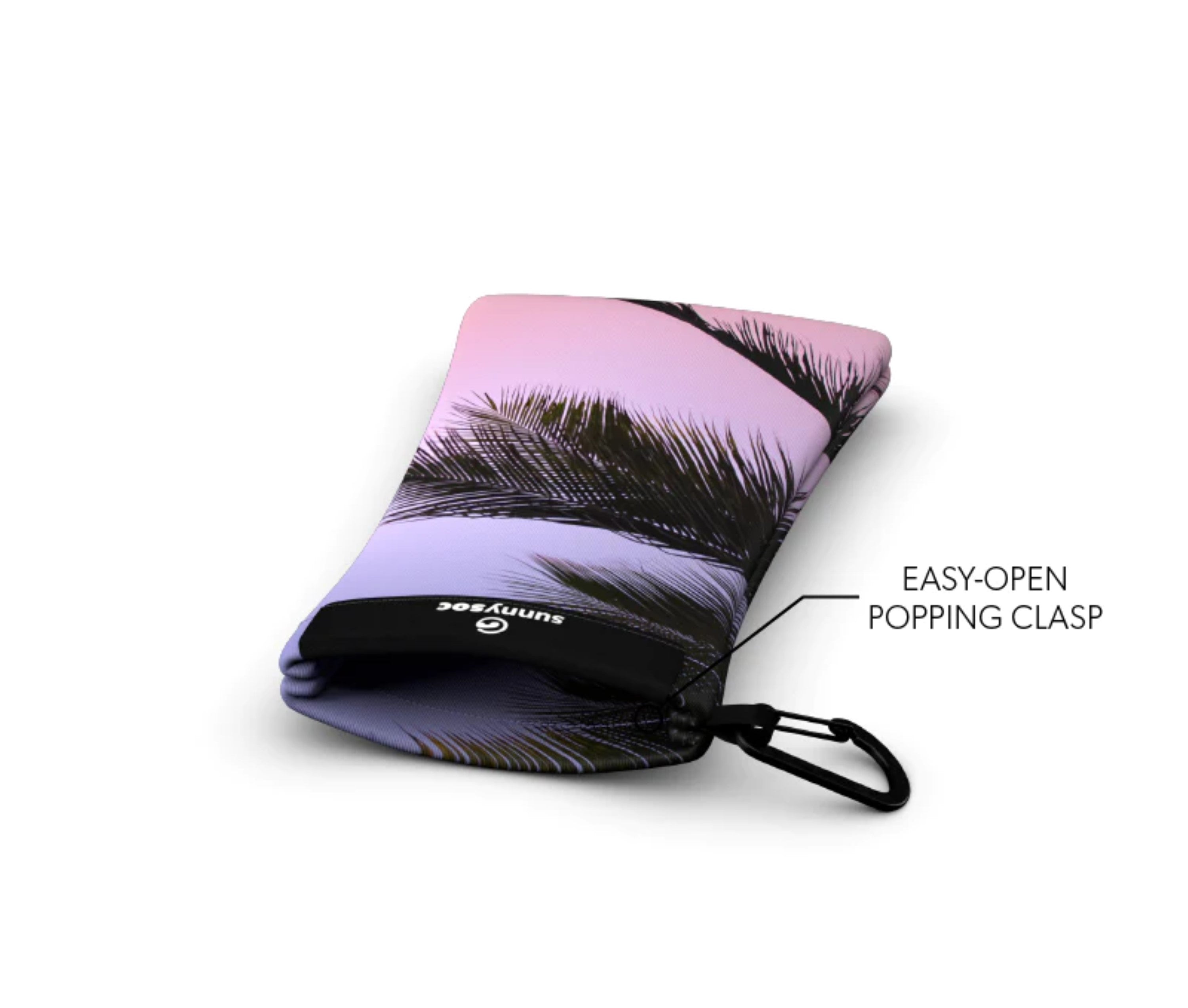 Sunnysoc SUNSET PALM Etui Brille Sonnenbrille Handy Tasche Schutzhülle Beutel Sack mit Karabinerhaken