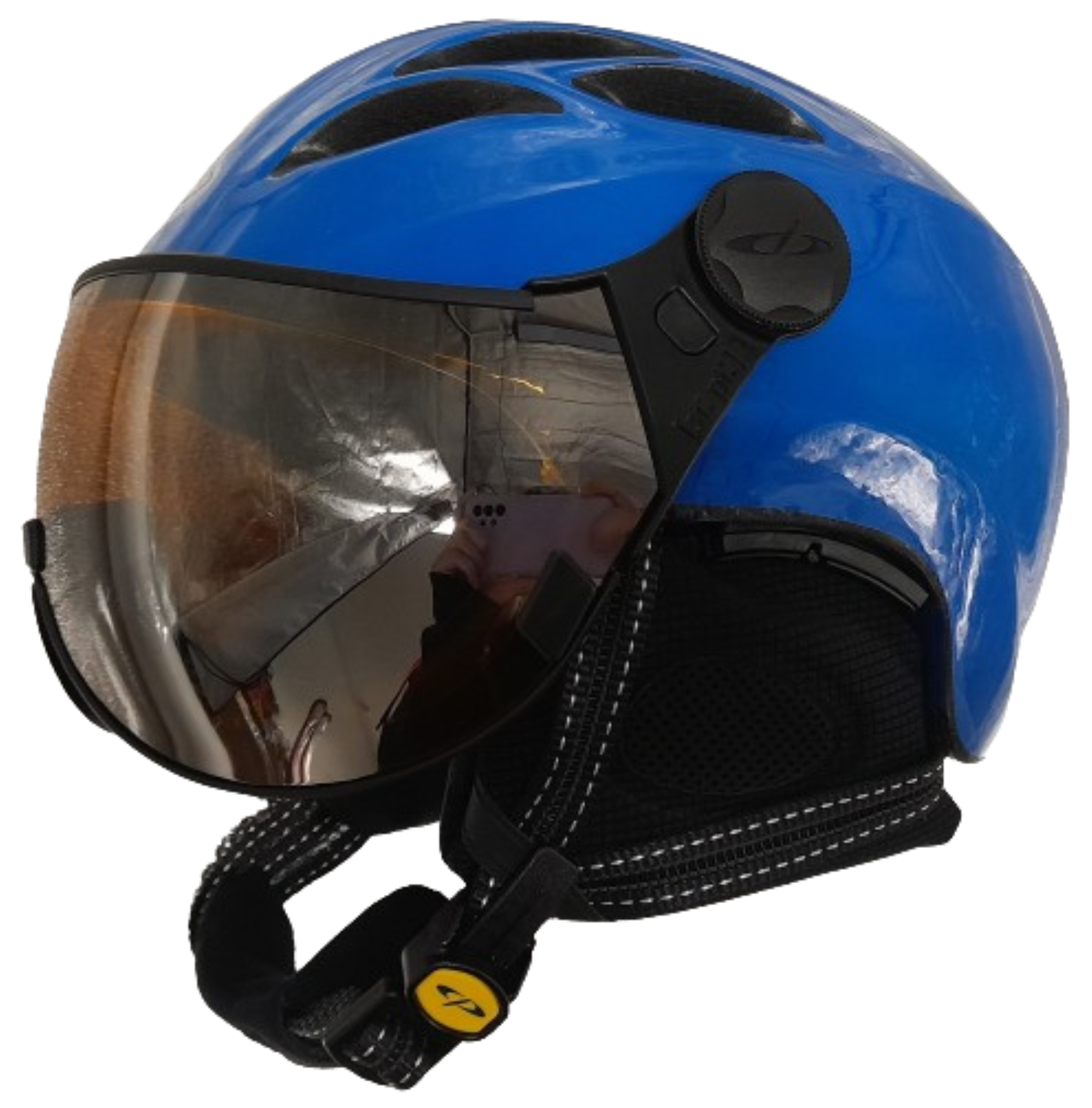 CP CURAKO Ski-Snowboardhelm mit Visier dark blue mit orange silver mirror Visier Unisex