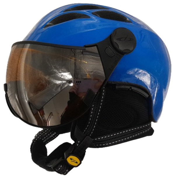 CP CURAKO Ski-Snowboardhelm mit Visier dark blue mit orange silver mirror Visier Unisex