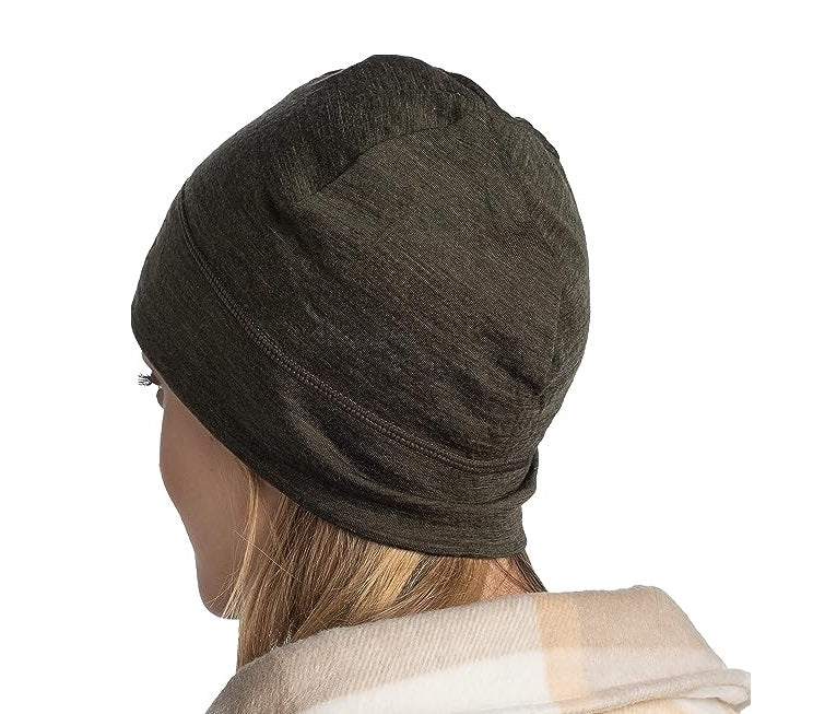 Buff MERINO LIGHTWEIGHT BEANIE für Erwachsene solid bark olive Gr. One Size