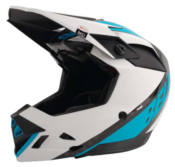 Bell BS FULL-10 SPHERICAL MIPS Full Face Fahrradhelm matte white blue shiny carbon Gr. M (55-57 cm) Unisex