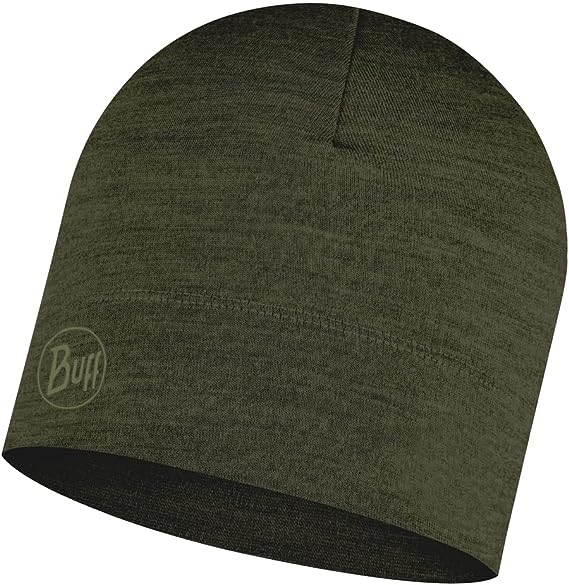 Buff MERINO LIGHTWEIGHT BEANIE für Erwachsene solid bark olive Gr. One Size