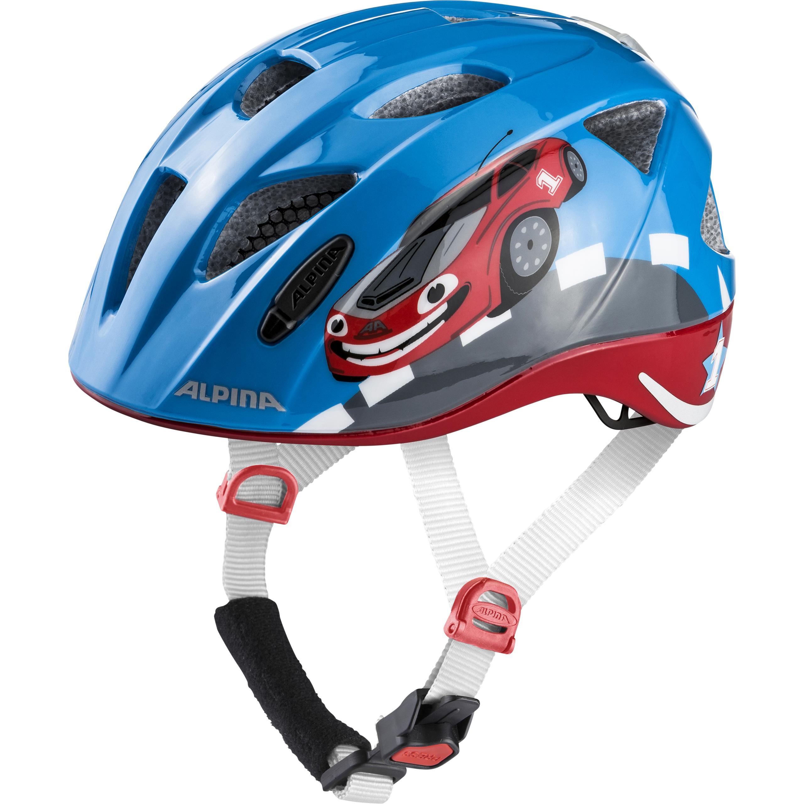 Alpina XIMO Fahrradhelm blue red car Kinder