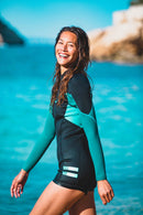 Jobe SOFIA 3/2 mm Neoprenanzug Shorty Long sleeve vintage teal Damen