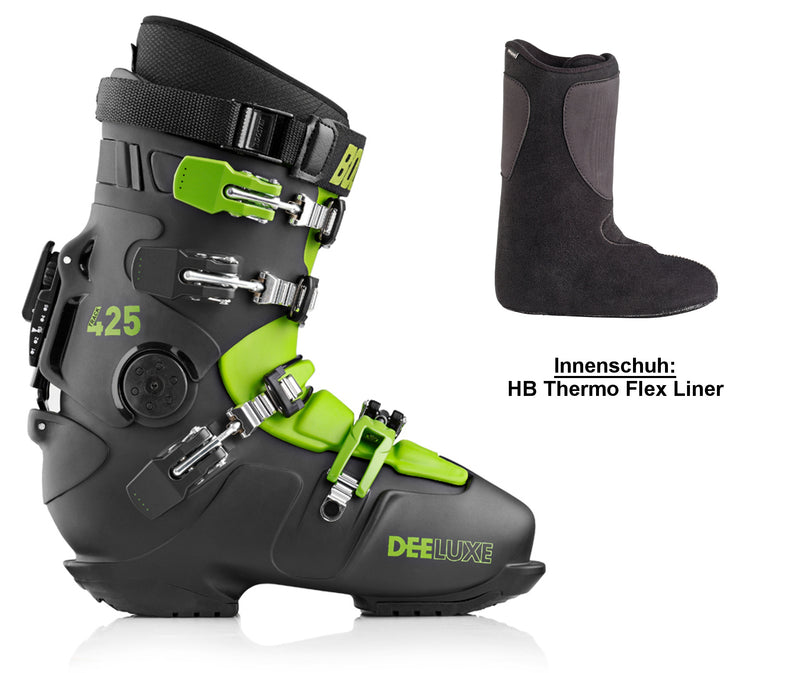 Deeluxe TRACK 425 PRO Hardboot Schwarz Grün HP-Thermo Innenschuh Optional Intec Absatz