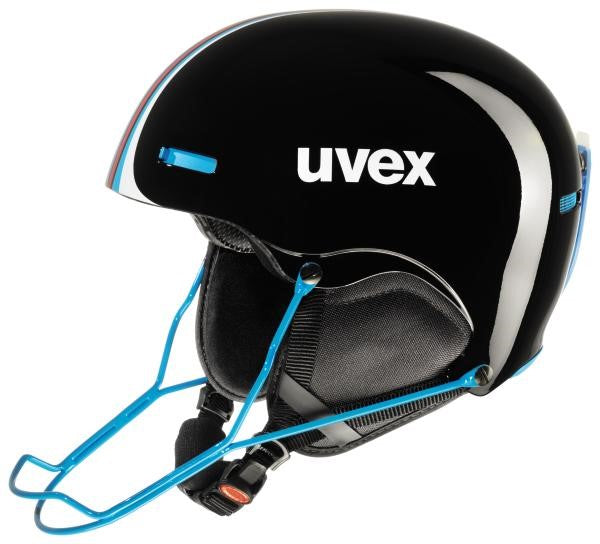 Uvex hlmt 5 race black/blue Skihelm Snowboard / Option Kinnbügel